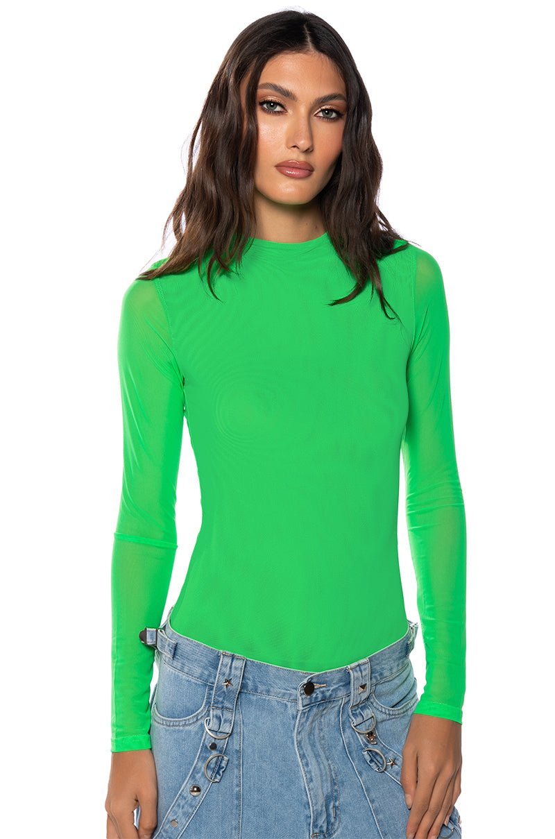 PAXTON SEXY DOUBLE MESH LONG SLEEVE BODYSUIT