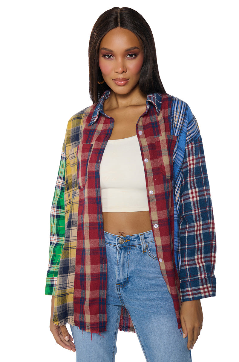 PIECE IT TOGETHER PLAID BUTTONDOWN