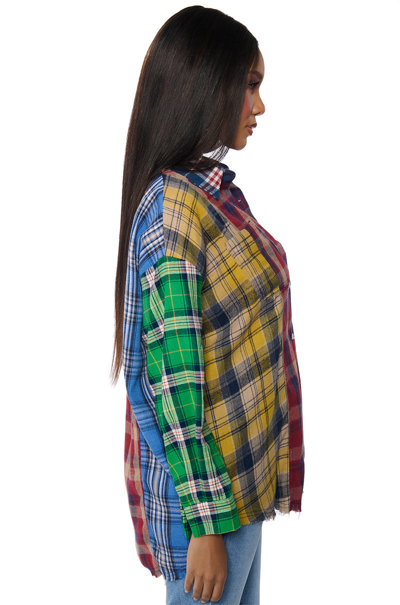 PIECE IT TOGETHER PLAID BUTTONDOWN