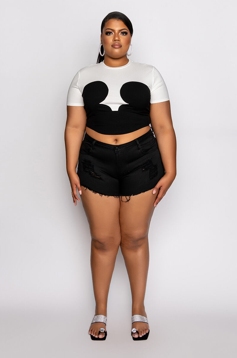 PLUS BELLA VITA DISTRESSED DENIM SHORT