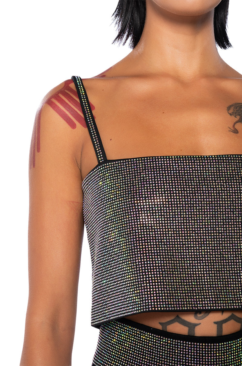 POP STAR HOT FIX RECTANGLE CROP TOP