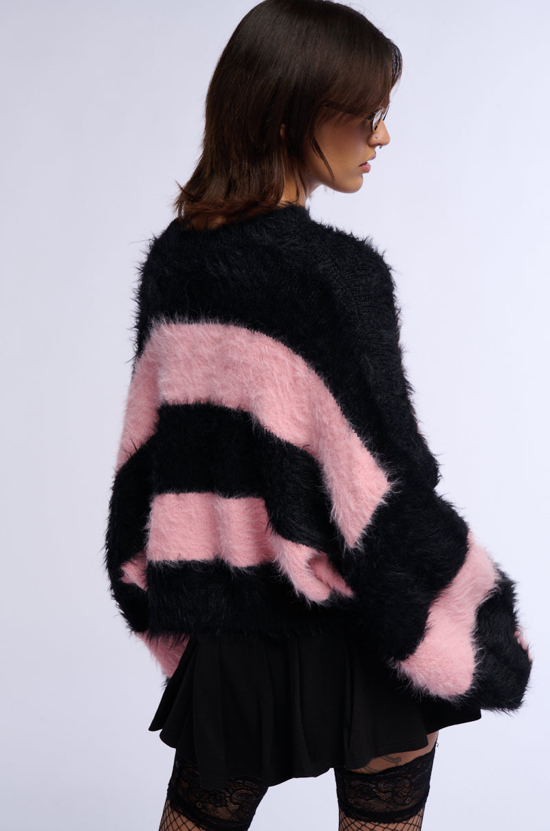 PRETTY IN PINK FUZZY SWEATER