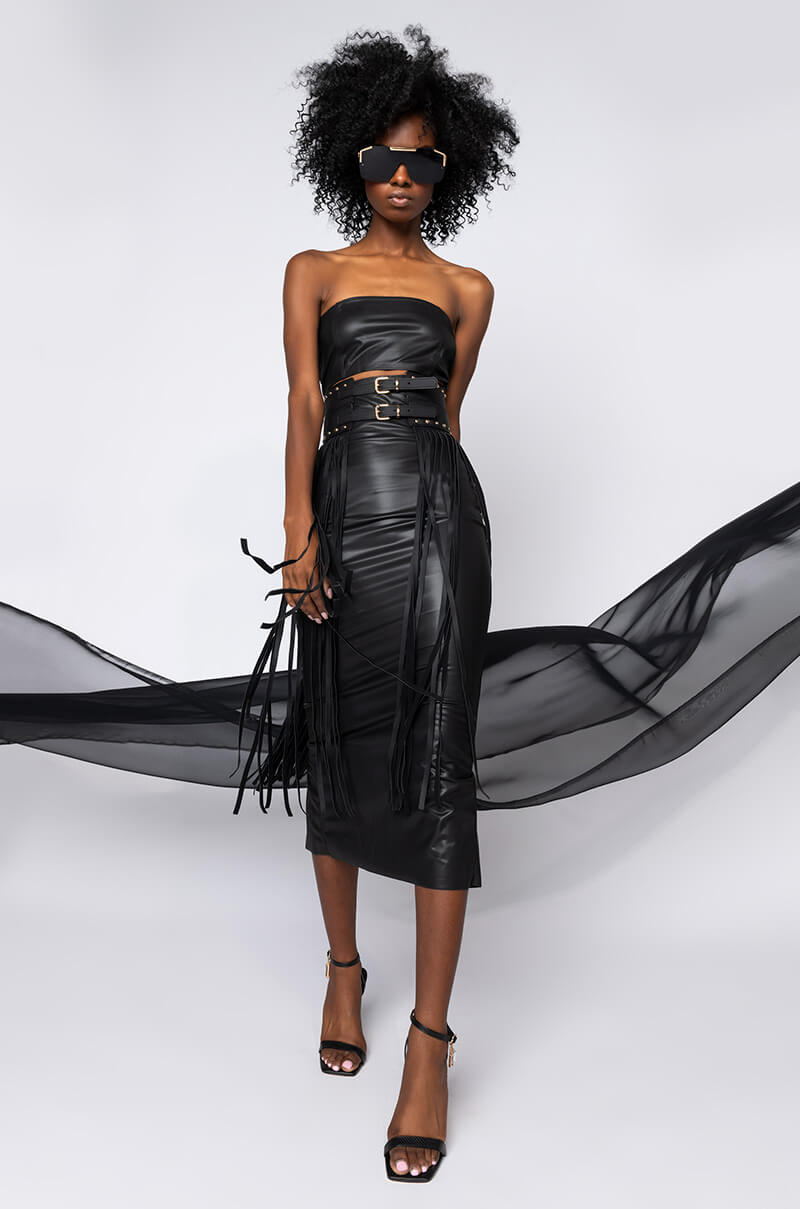 PRETTY LADY PLEATHER MIDI DRESS WITH CUT OUT