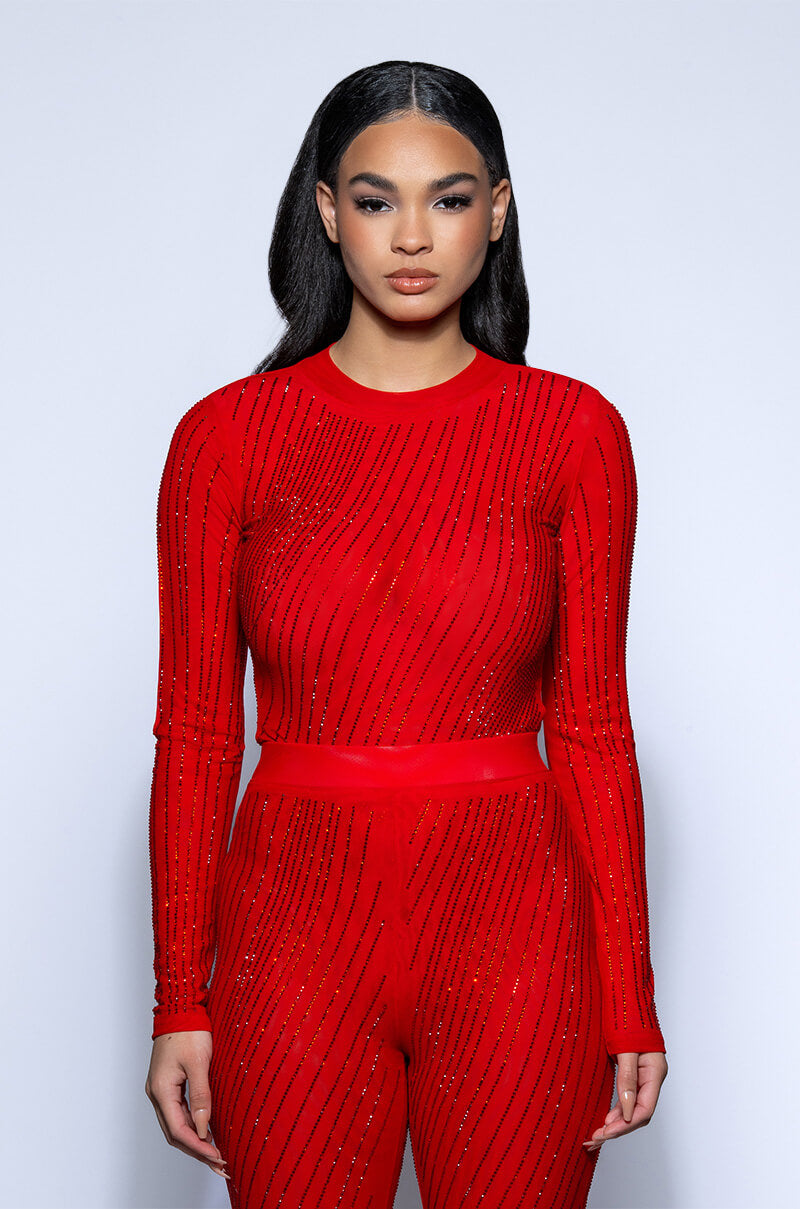 QUEEN OF LOVE RHINESTONE BODYSUIT