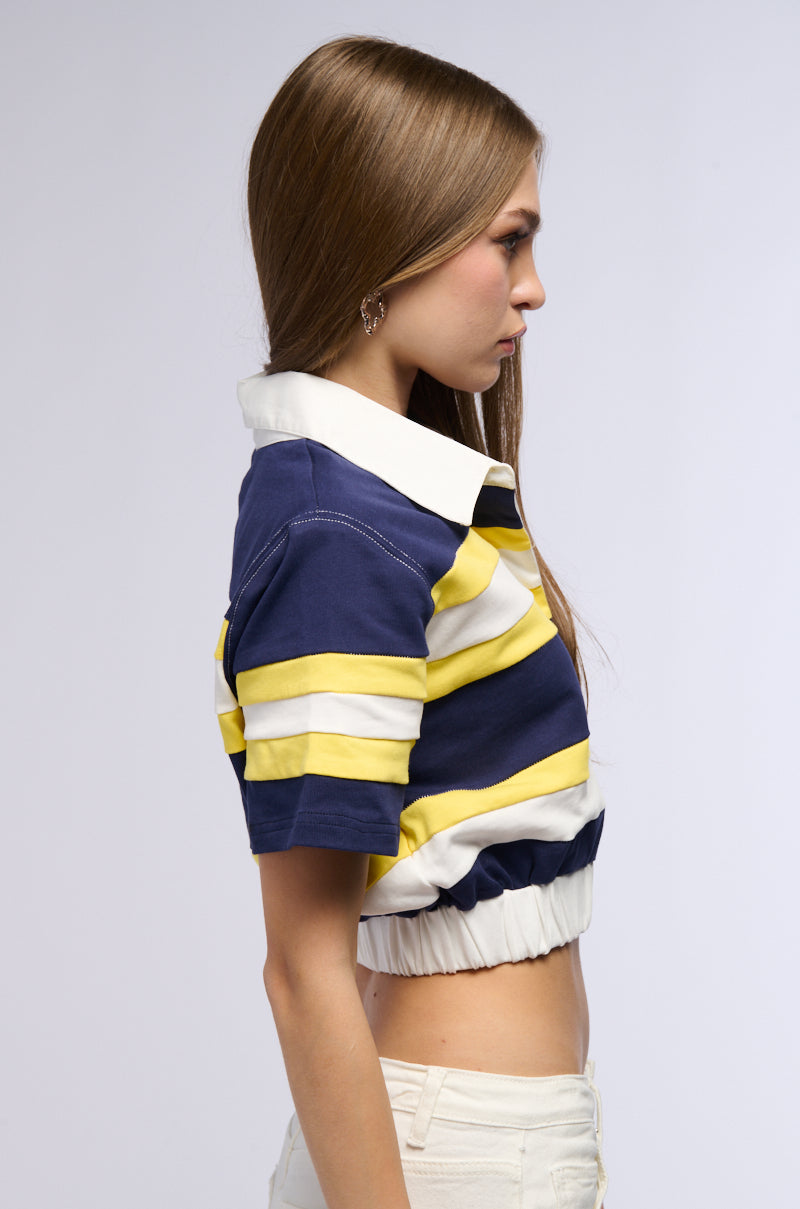 RAINA CROPPED SHORT SLEEVE COLLARED SHIRT