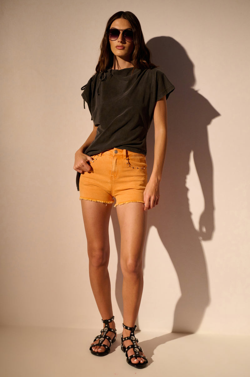 READY TO ROCK ORANGE DENIM SHORT