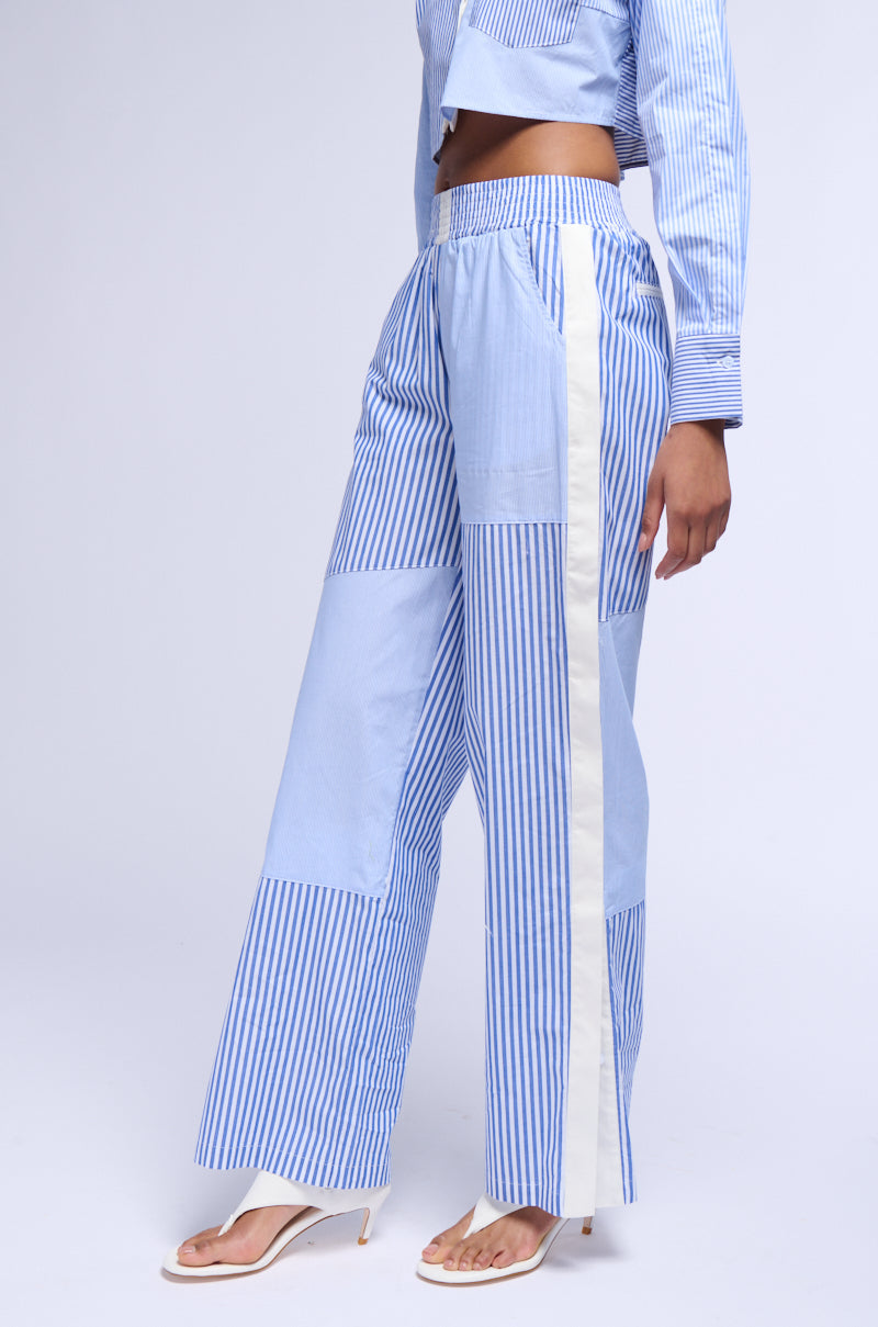 REESE MIXED STRIPE POPLIN WIDE LEG PANT