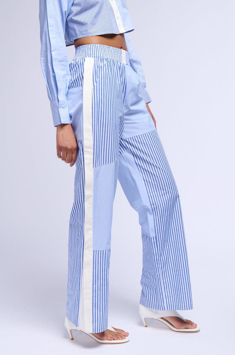 REESE MIXED STRIPE POPLIN WIDE LEG PANT