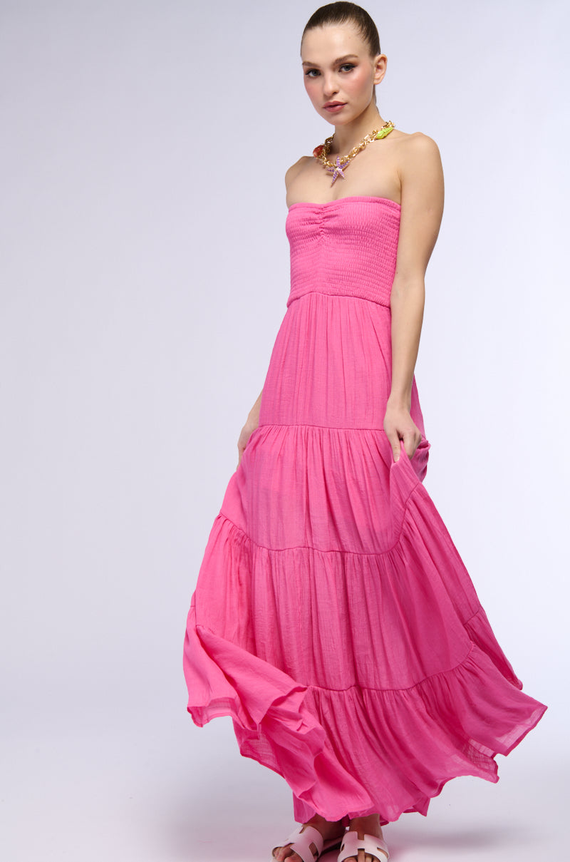 REMEMBER THE SUN STRAPLESS MAXI DRESS