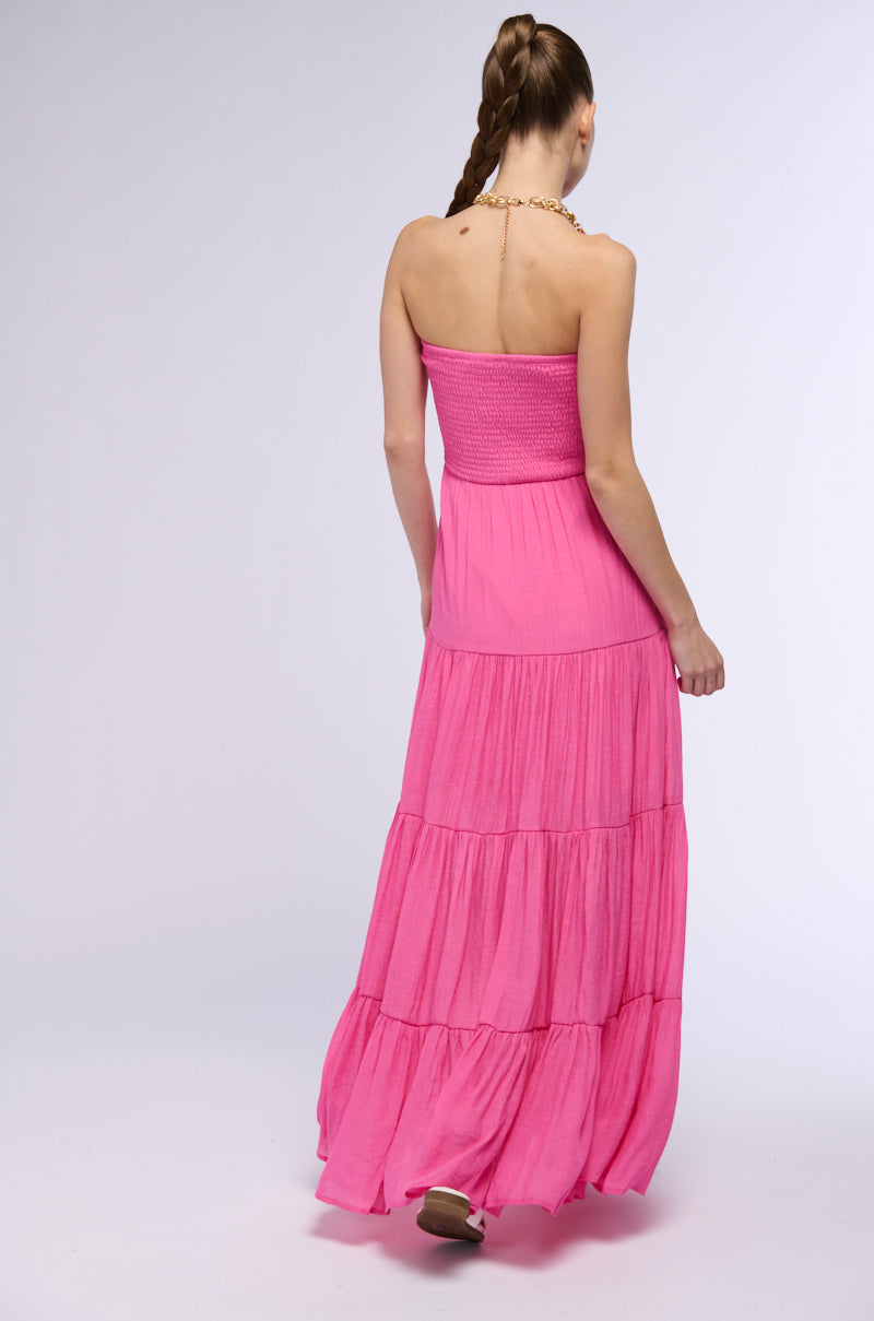 REMEMBER THE SUN STRAPLESS MAXI DRESS