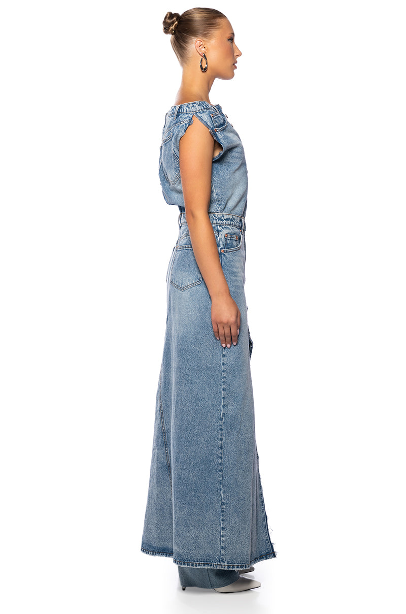 RULE THE WORLD DENIM MAXI DRESS