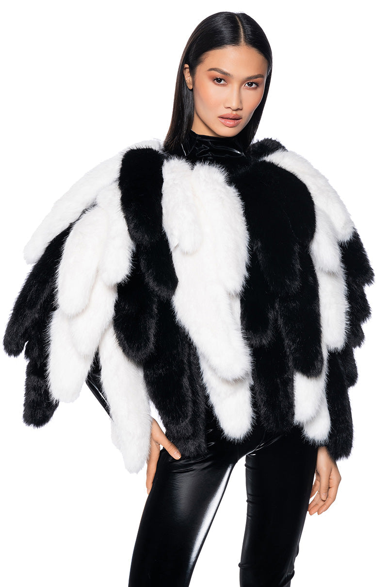 RUN THIS TOWN FAUX FUR FOX TAIL CAPE