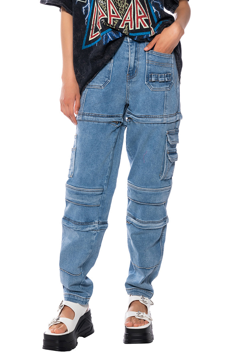 RYLEE UTILITY THREE IN ONE ZIP OFF JEANS