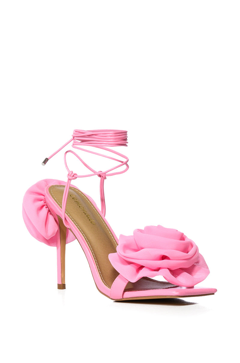 ROSALIA FLOWER LACE UP SANDAL IN PINK