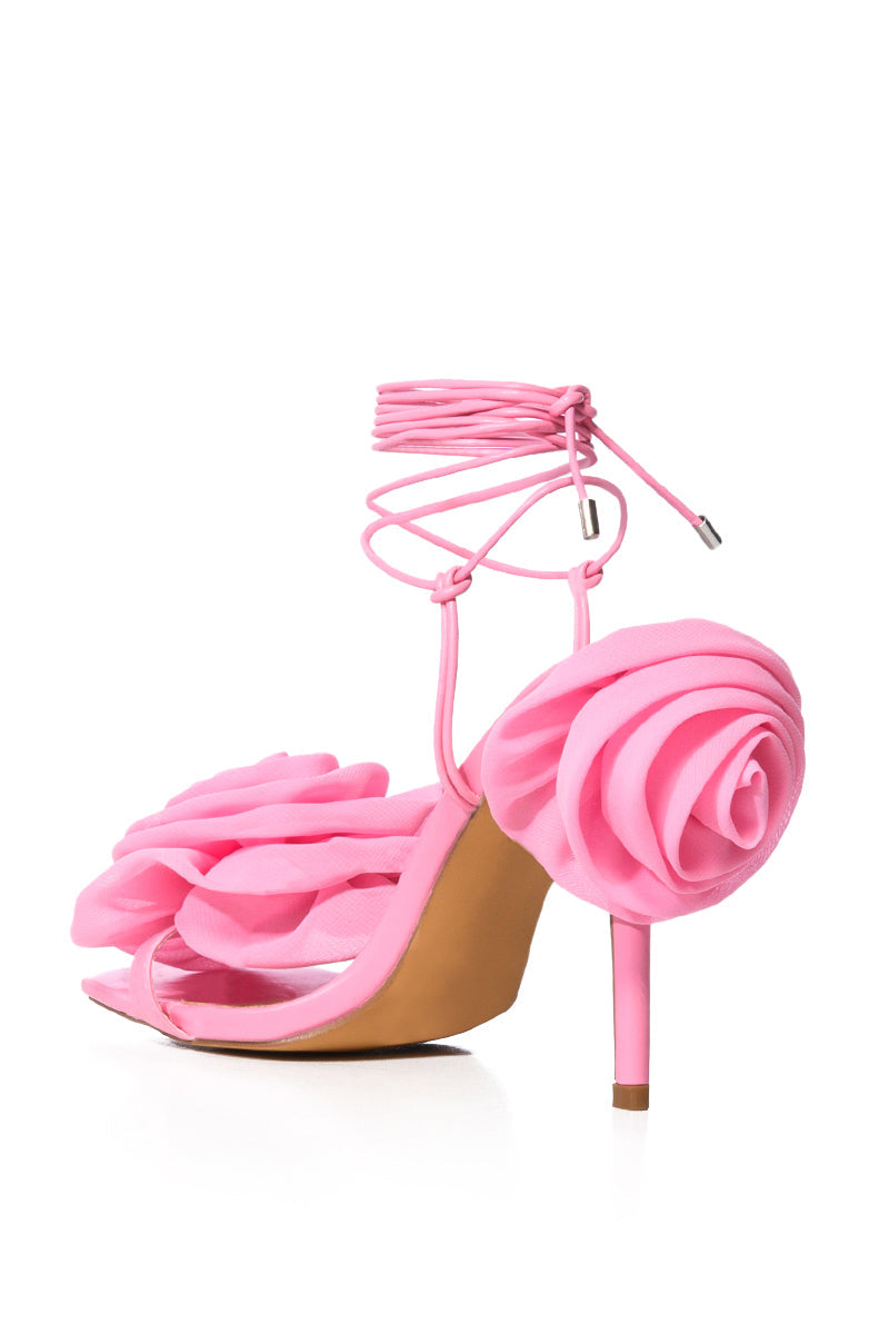 ROSALIA FLOWER LACE UP SANDAL IN PINK