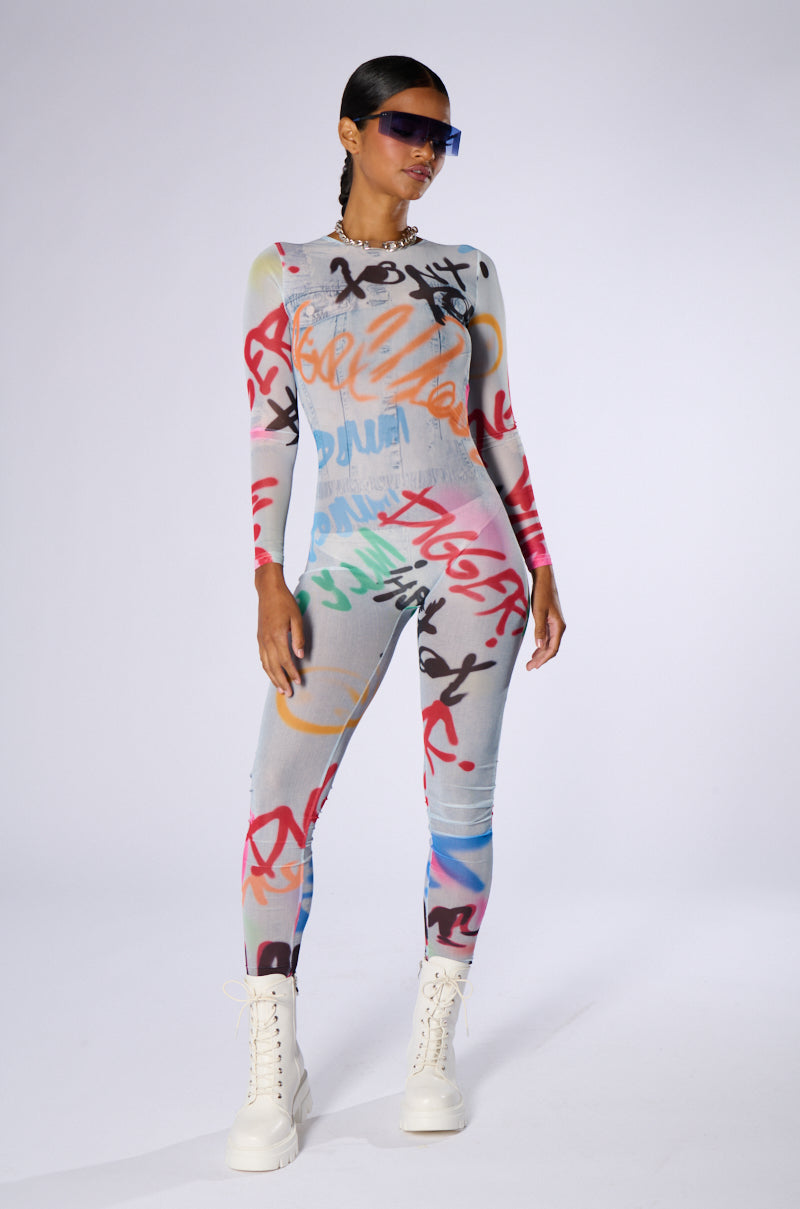 SHES ARRIVED GRAFFITI JUMPSUIT