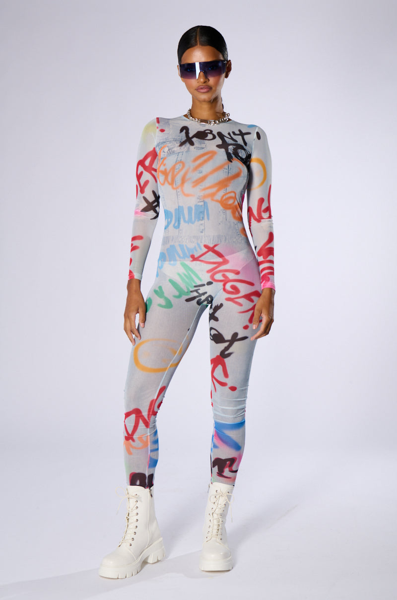 SHES ARRIVED GRAFFITI JUMPSUIT