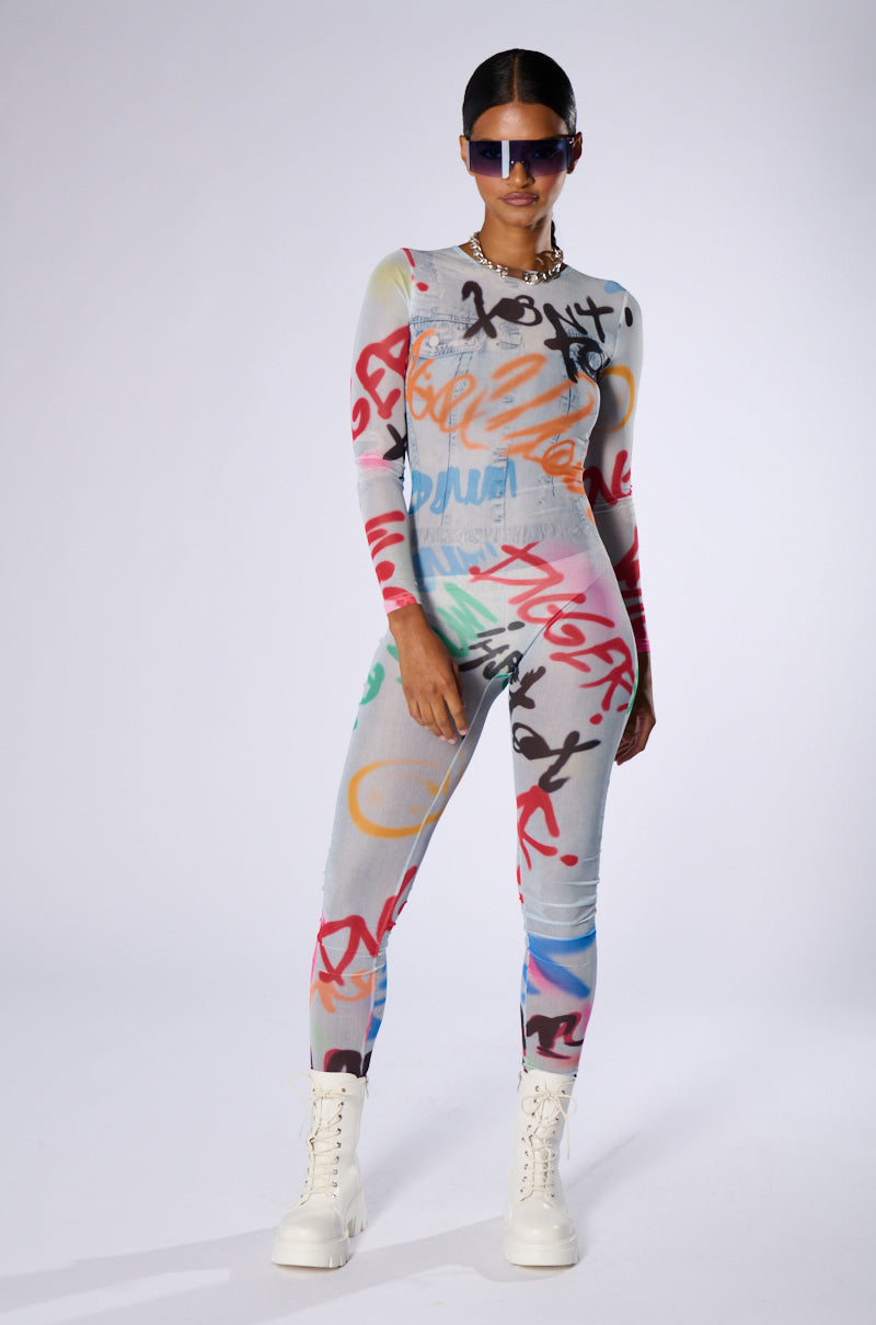 SHES ARRIVED GRAFFITI JUMPSUIT