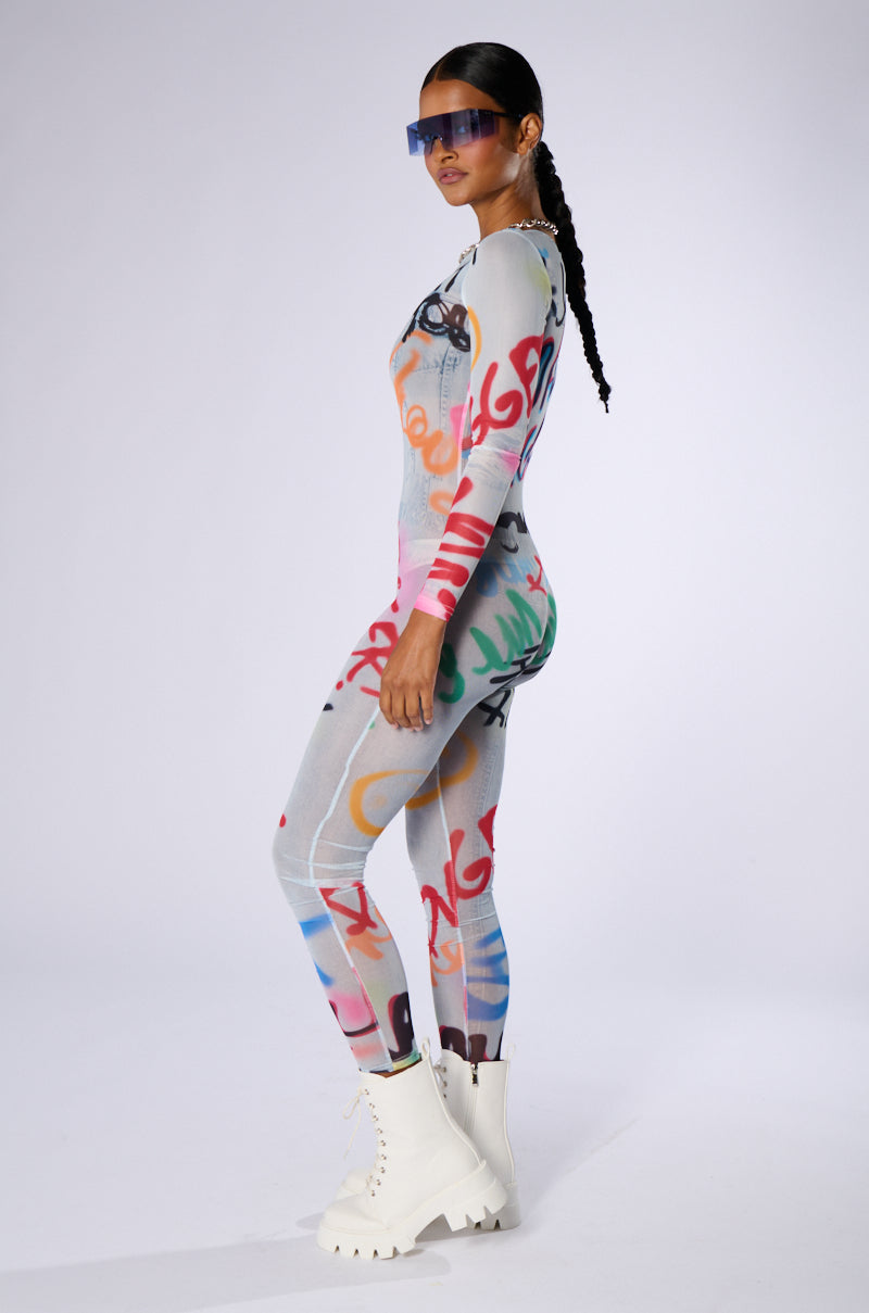SHES ARRIVED GRAFFITI JUMPSUIT