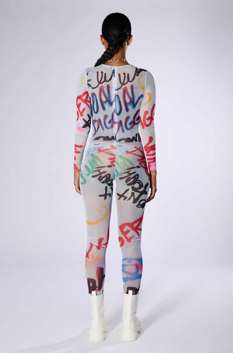 SHES ARRIVED GRAFFITI JUMPSUIT