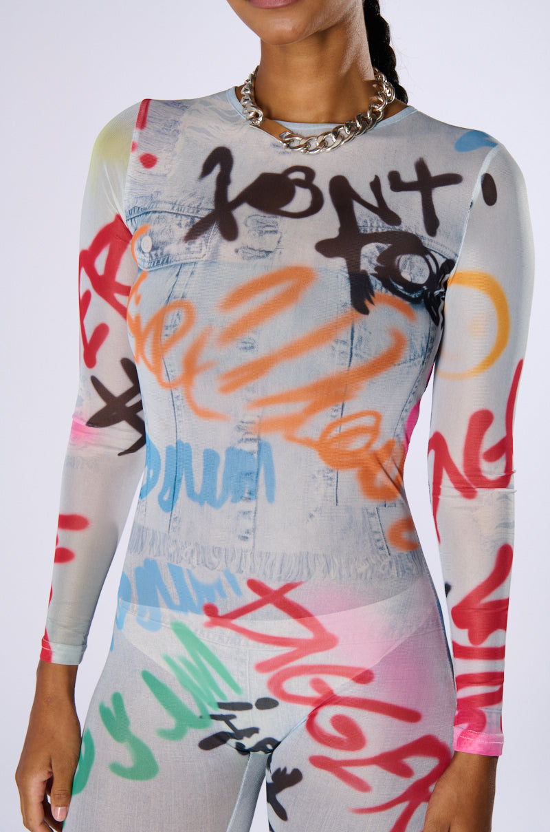 SHES ARRIVED GRAFFITI JUMPSUIT