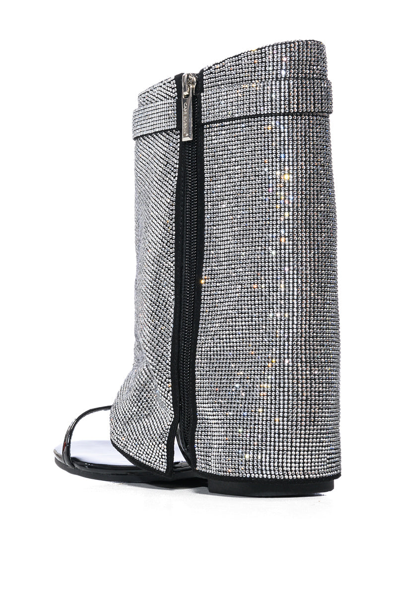 CAPE ROBBIN SHES DIFFERENT RHINESTONE SHEATH SANDAL IN BLACK