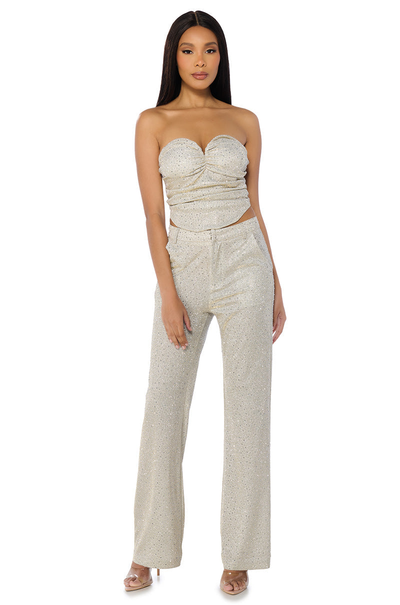 SHOW OFF SEASON EMBELLISHED TROUSER IN SILVER