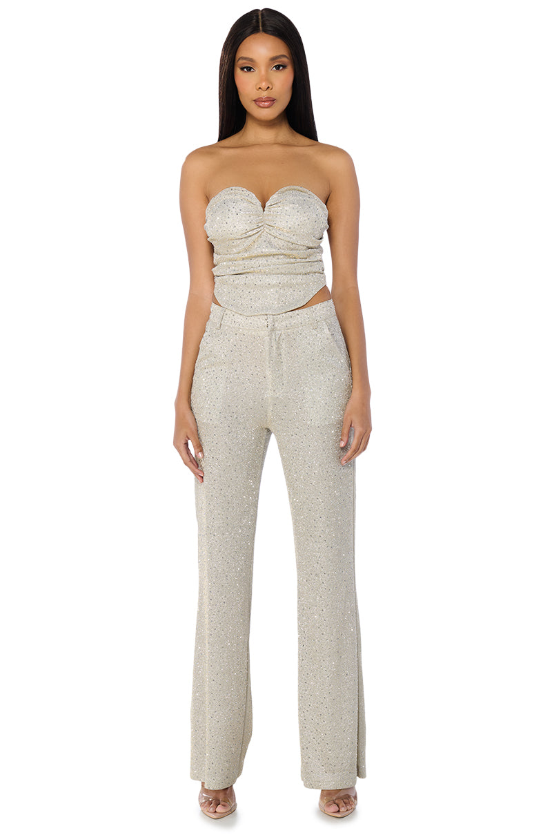 SHOW OFF SEASON EMBELLISHED TROUSER IN SILVER