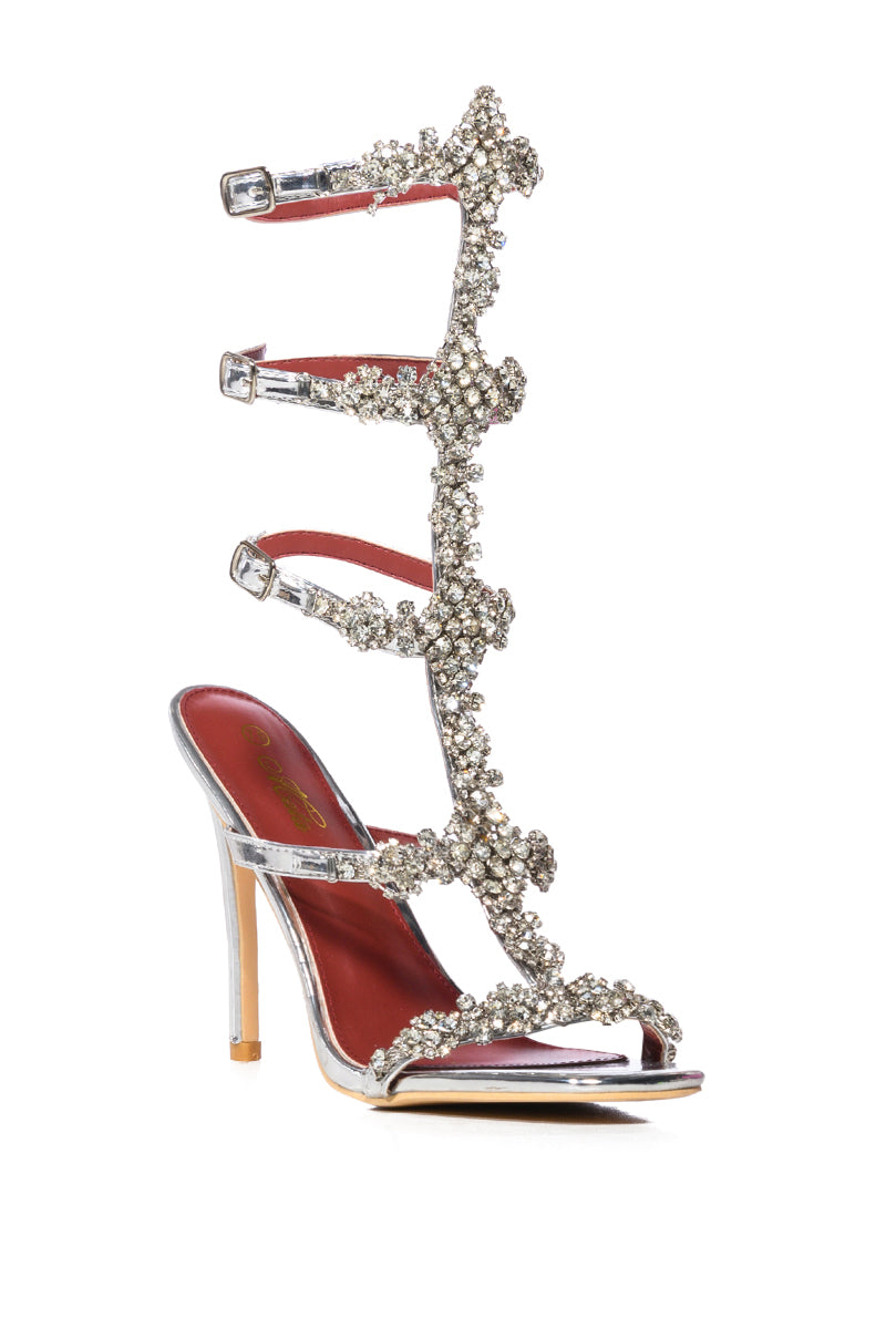 SIMMI EMBELLISHED GLADIATOR SANDAL IN SILVER