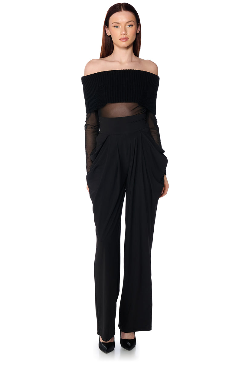 SLINKY HIGH WAIST WIDE LEG STRETCH TROUSER