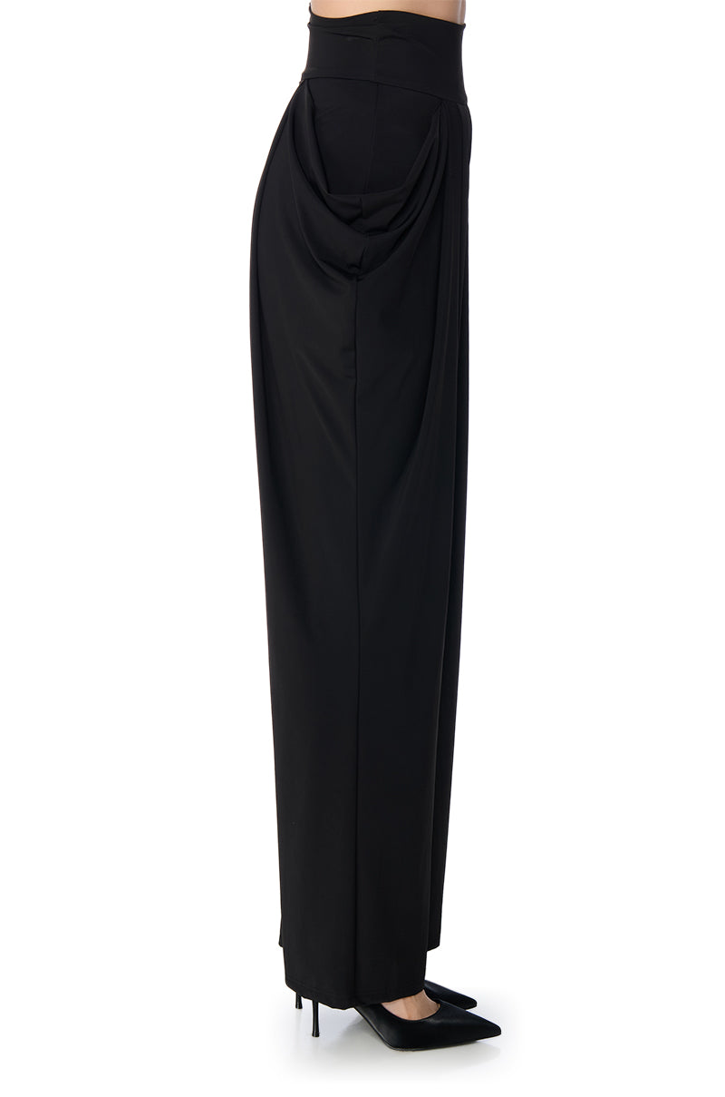 SLINKY HIGH WAIST WIDE LEG STRETCH TROUSER