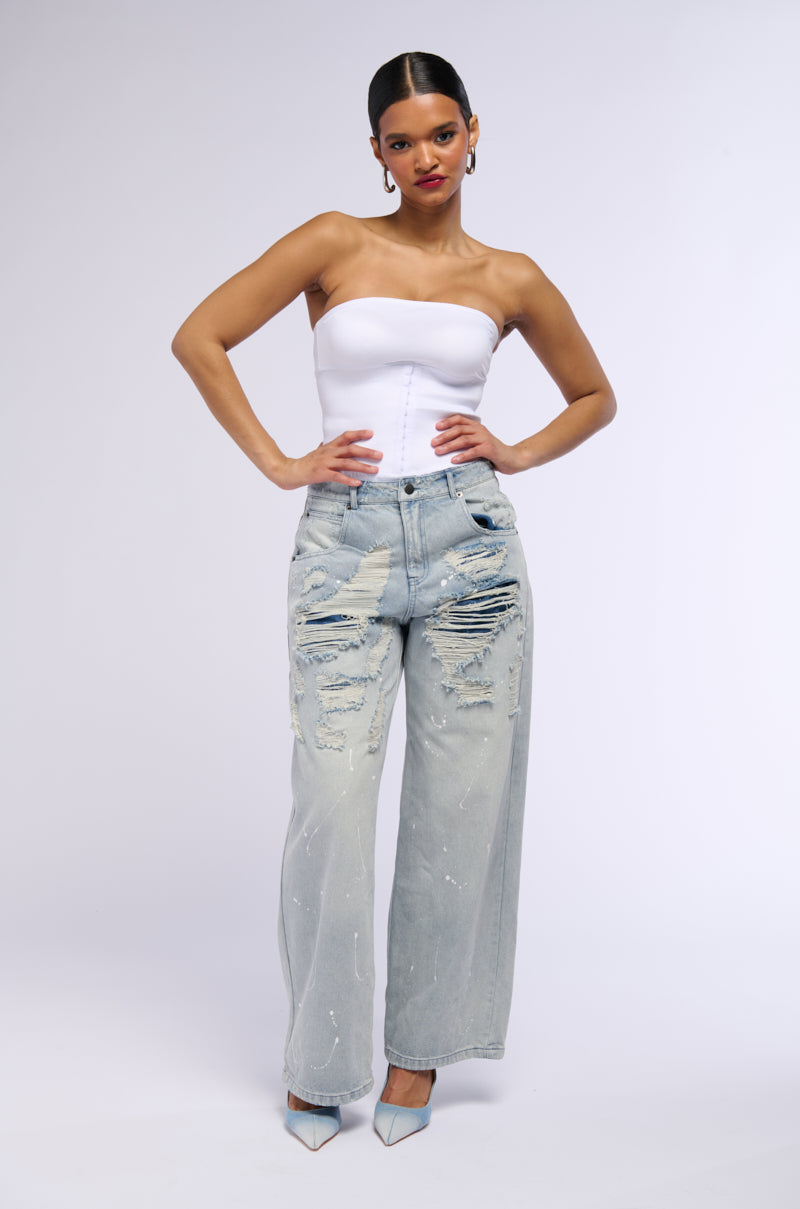 SNATCHED CORSET STRAPLESS BODYSUIT IN WHITE