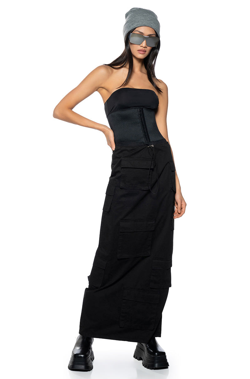 SNATCHED CORSET STRAPLESS BODYSUIT IN BLACK