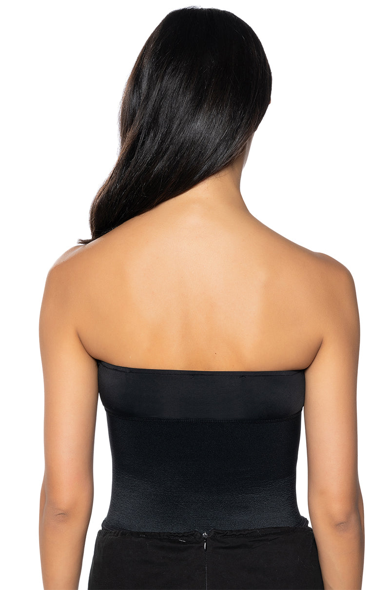 SNATCHED CORSET STRAPLESS BODYSUIT IN BLACK