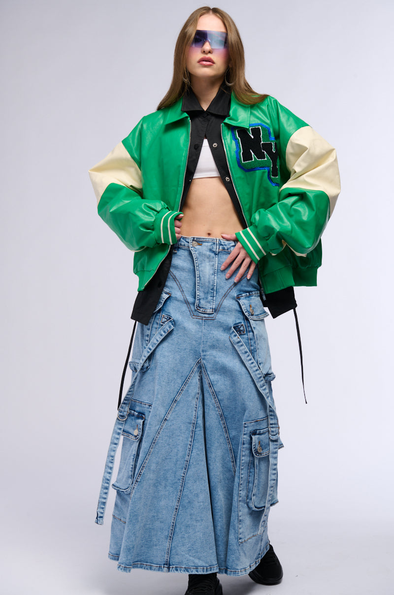 SOLANGE CARGO DENIM MAXI SKIRT