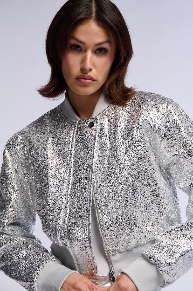 SPECIAL EDITION SILVER TEXTURED BOMBER