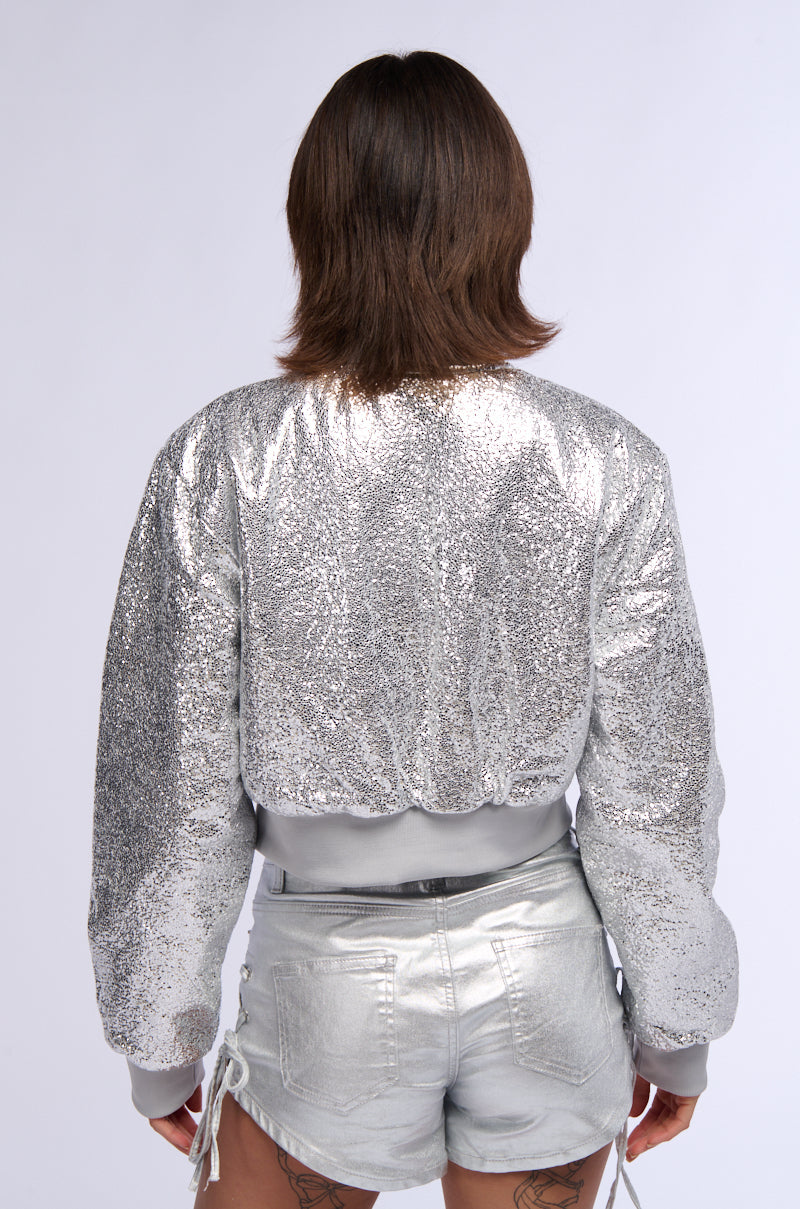 SPECIAL EDITION SILVER TEXTURED BOMBER