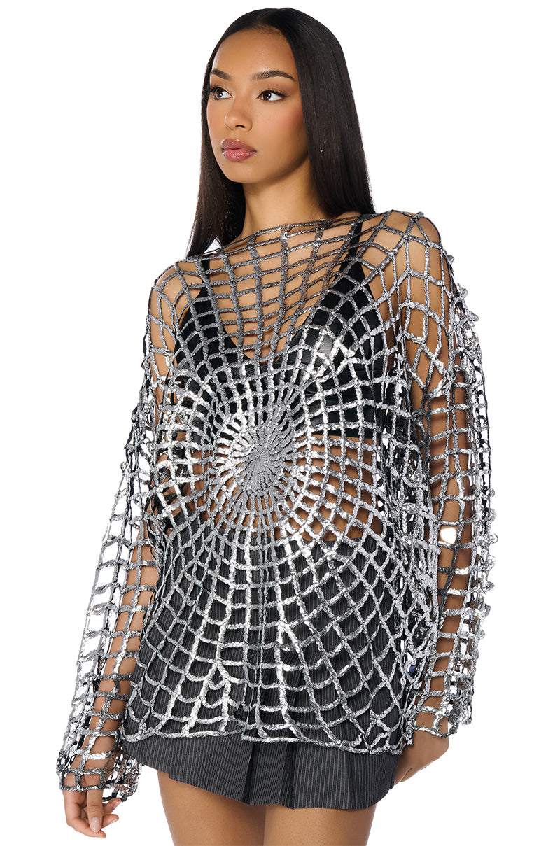 SPIDER WEB GILDED METALLIC SWEATER