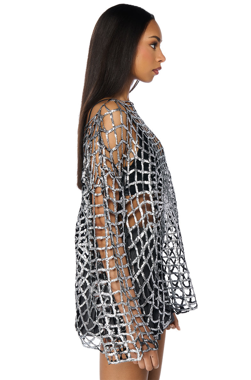 SPIDER WEB GILDED METALLIC SWEATER