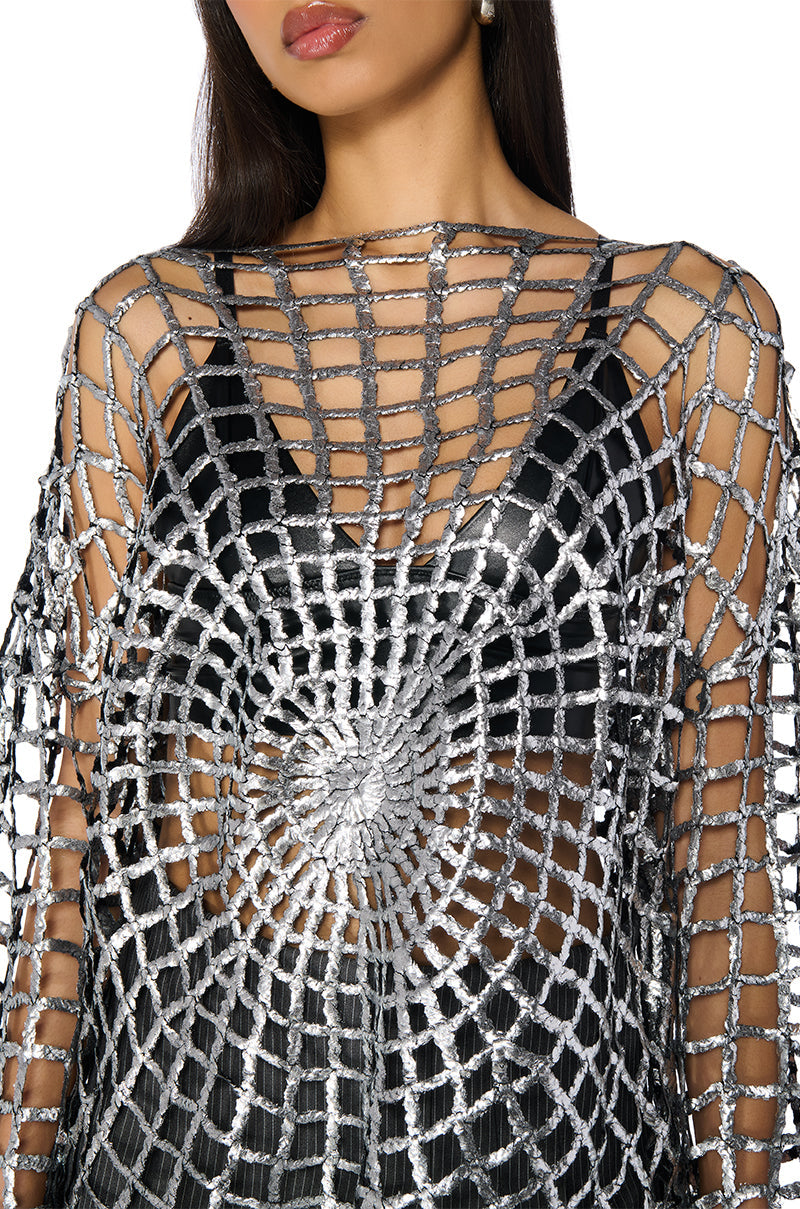 SPIDER WEB GILDED METALLIC SWEATER