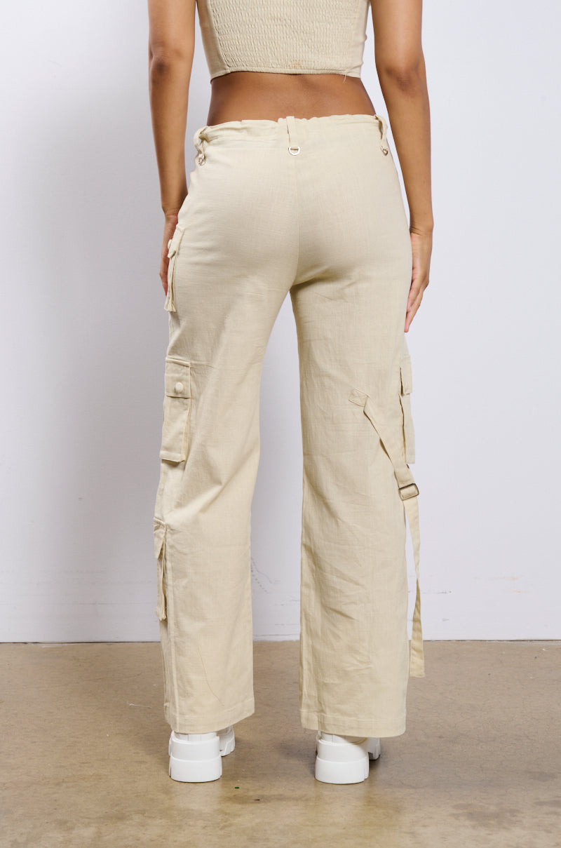 STRETCH LINEN CARGO PANT