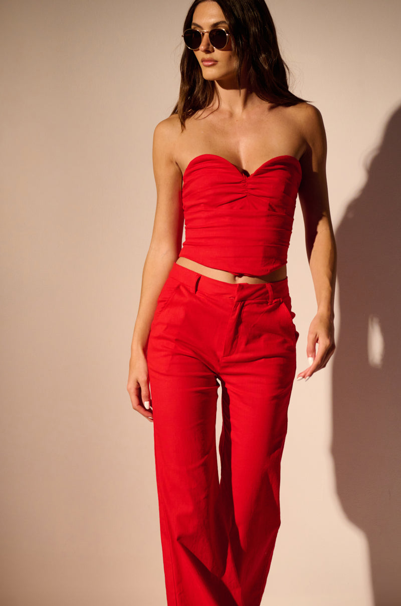 STRETCH LINEN RED CORSET