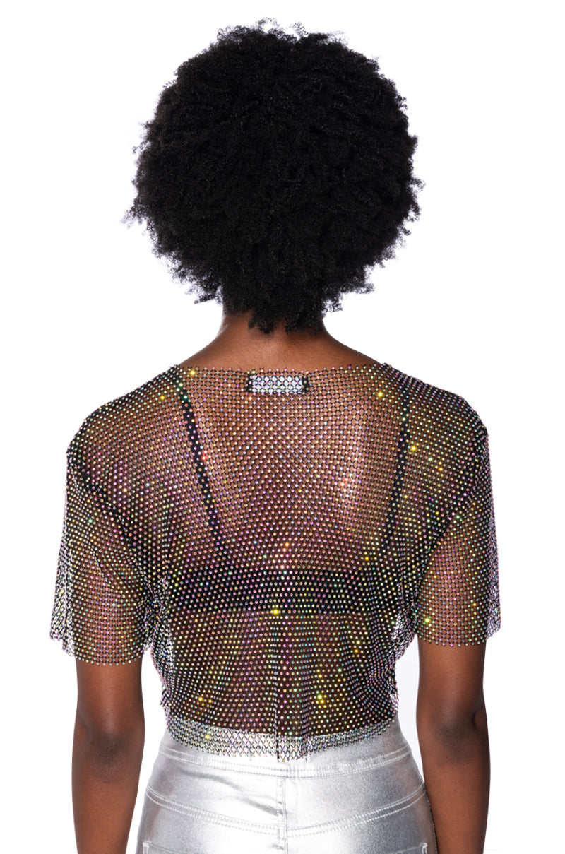 SUMMER MIRAGE SHORT SLEEVE EMBELLISHED TOP