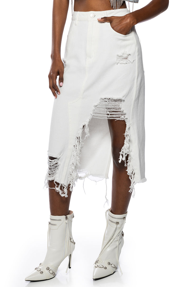 SUMMERTIME MIDI DENIM SKIRT