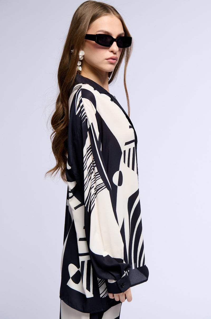 SWEET LIFE PRINTED BUTTON DOWN SHIRT