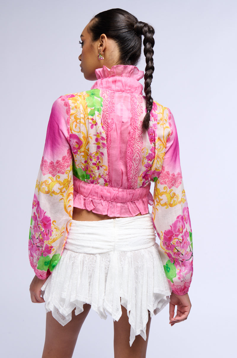 SWEPT AWAY BOW DETAIL LONG SLEEVE BLOUSE