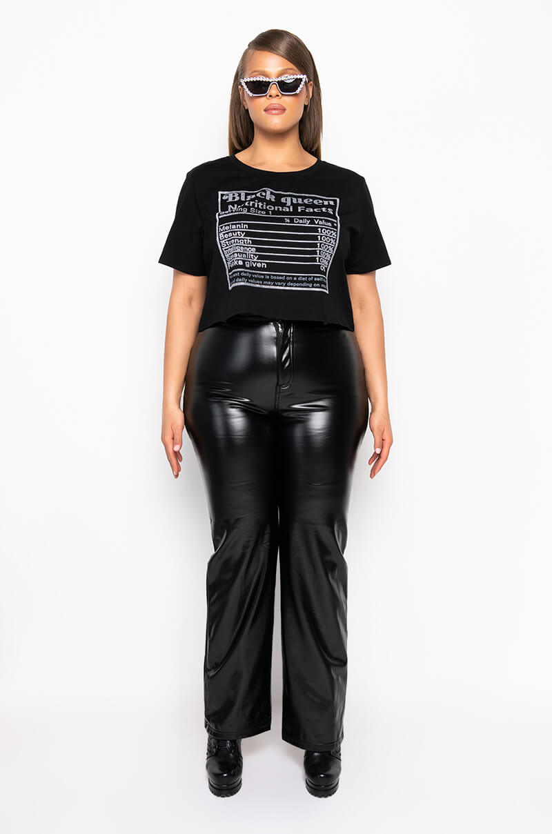 TE-QUIERO HIGH RISE VEGAN LEATHER WIDE LEG PANT