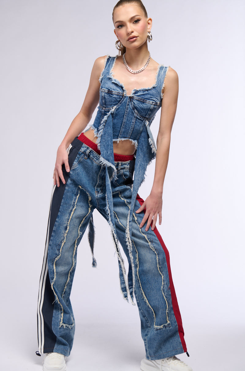 THALIA FRAYED DENIM CORSET