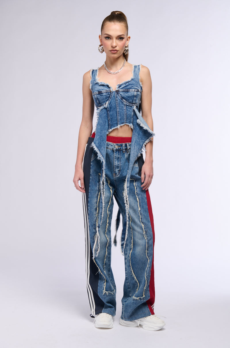 THALIA FRAYED DENIM CORSET