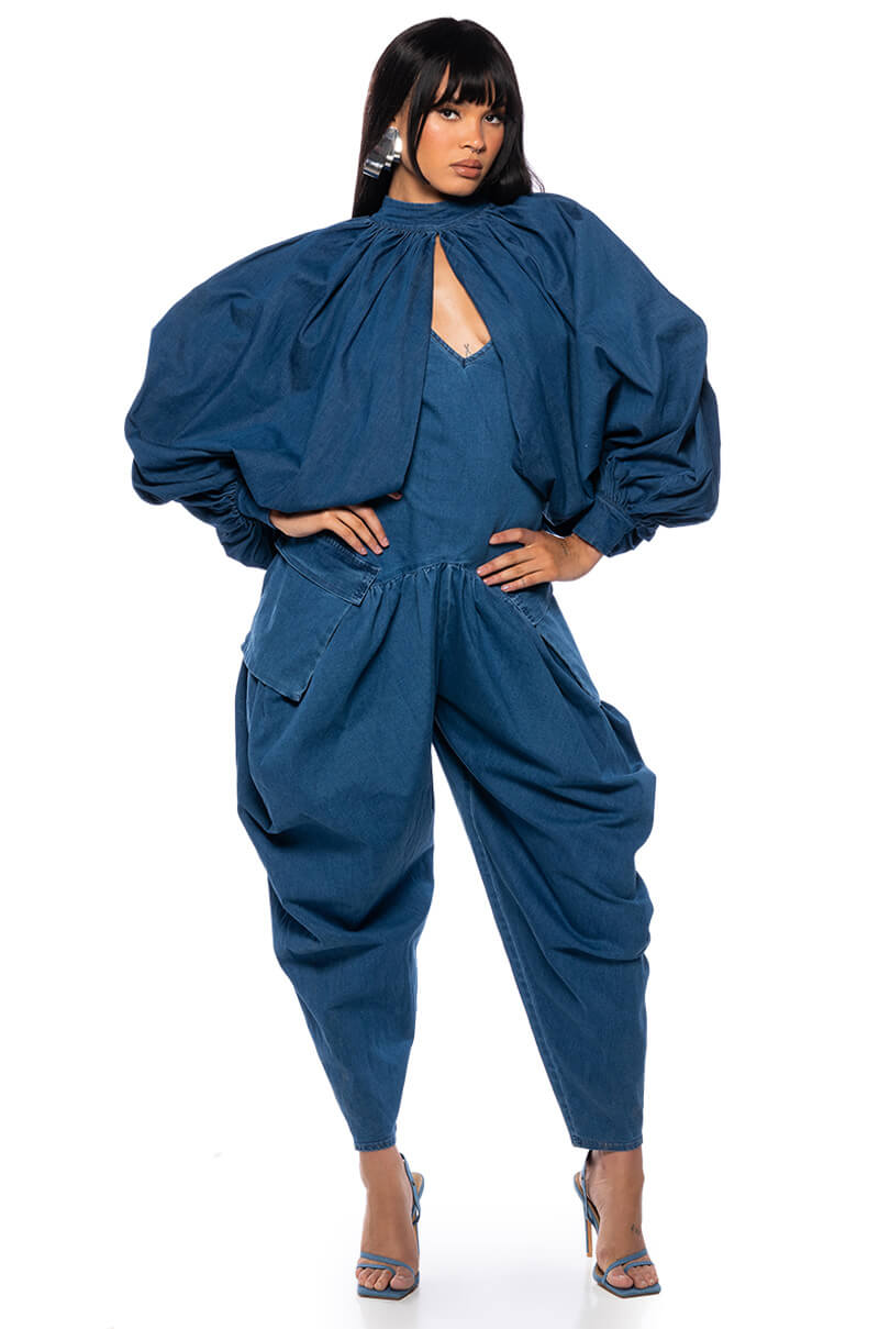 THALIA RELAXED FIT HALTER NECK JUMPSUIT